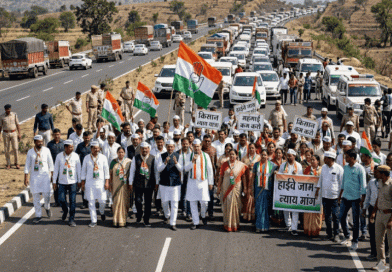ग्वालियर में कांग्रेस का महाचक्का जाम, किसानों के साथ कांग्रेस नेता और कार्यकर्ताओं ने हाईवे घेरा
